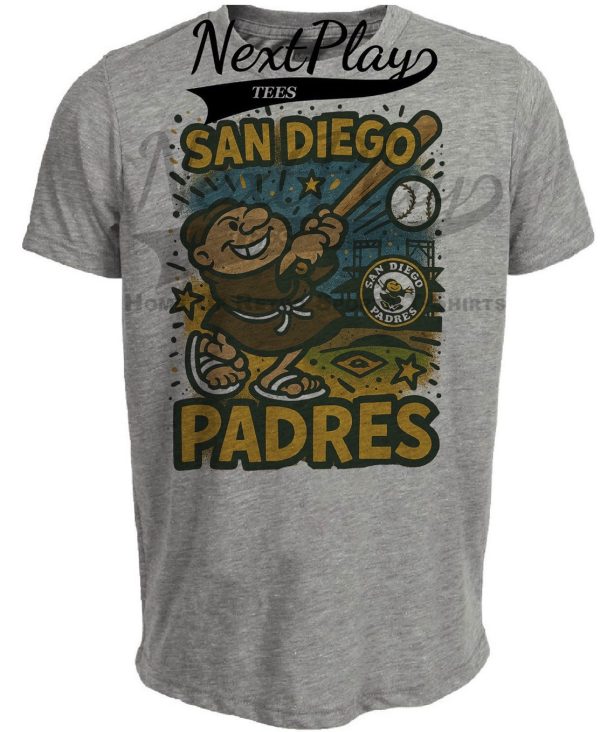 San Diego Padres Graffiti Exclusive Retro Baseball Artwork Heather Gray Sublimated T-Shirt
