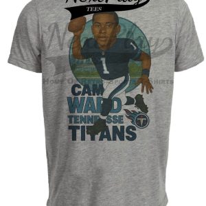 Tennessee Titans Cam Ward Exclusive Retro Football City Artwork Heather Gray Sublimated T-Shirt