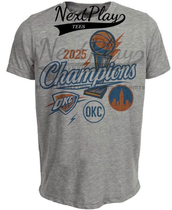 Oklahoma City Thunder The Finals Champs Exclusive Retro Basketball Artwork Heather Gray Sublimated T-Shirt