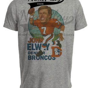 Denver Broncos John Elway Exclusive Retro Football City 1989 Artwork Heather Gray Sublimated T-Shirt