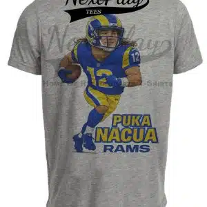 Los Angeles Rams Puka Nacua Helmet Football Gray Sublimated T-Shirt