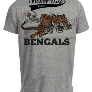 Cincinnati Bengals Retro Mascot Football 1968 Artwork Heather Gray Sublimated T-Shirt