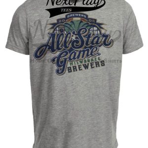 Milwaukee Brewers Retro All Star Game Baseball 2002 Artwork Heather Gray Sublimated T-Shirt