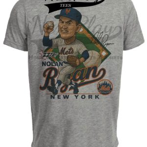 New York Mets Nolan Ryan Exclusive Retro Baseball 1969 Artwork Heather Gray Sublimated T-Shirt
