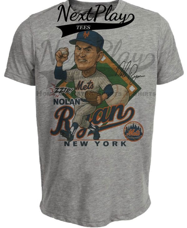 New York Mets Nolan Ryan Exclusive Retro Baseball 1969 Artwork Heather Gray Sublimated T-Shirt