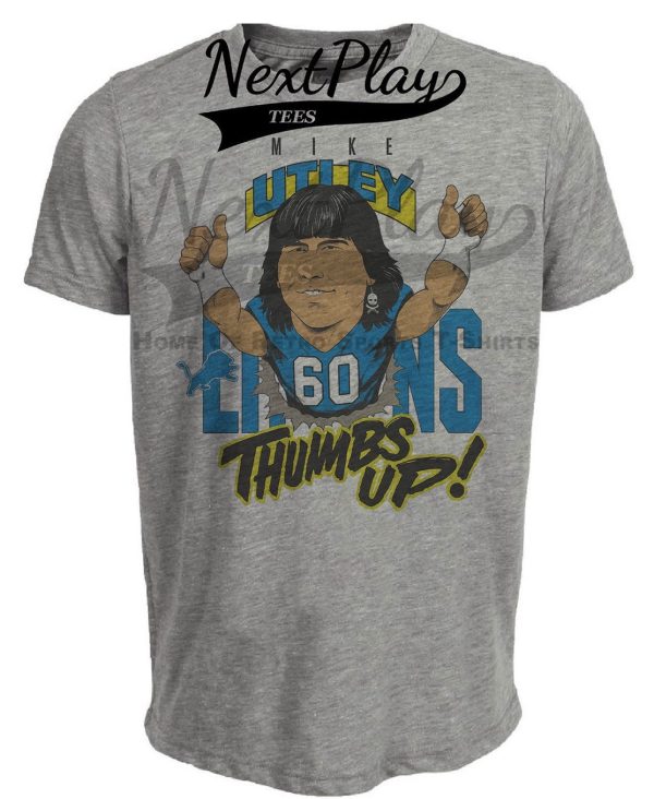 Detroit Lions Mike Utley Thumbs Up Retro Football 1991 Artwork Heather Gray Sublimated T-Shirt