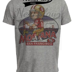 San Francisco 49ers Joe Montana Retro Football 1985 Artwork Heather Gray Sublimated T-Shirt