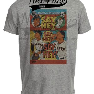 New York Giants Retro Willie Mays The Say Hey Kid Baseball 1952 Artwork Heather Gray Sublimated T-Shirt