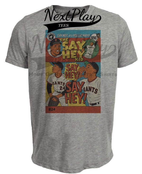 New York Giants Retro Willie Mays The Say Hey Kid Baseball 1952 Artwork Heather Gray Sublimated T-Shirt