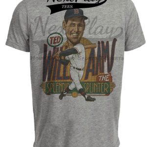 Boston Red Sox Retro Ted Williams Baseball 1951 Artwork Heather Gray Sublimated T-Shirt