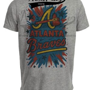 Atlanta Braves Graffiti Exclusive Retro Baseball Artwork Heather Gray Sublimated T-Shirt