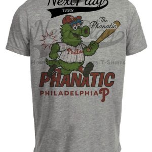 Philadelphia Phillies Phanatic Mascot Retro Baseball Artwork Heather Gray Sublimated T-Shirt