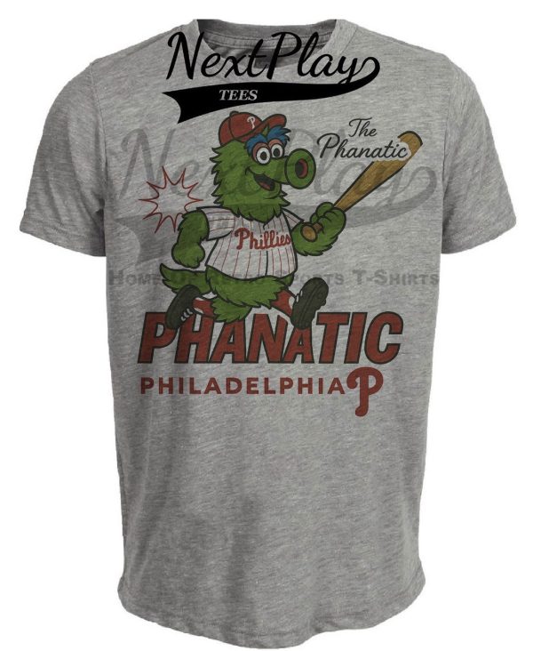 Philadelphia Phillies Phanatic Mascot Retro Baseball Artwork Heather Gray Sublimated T-Shirt
