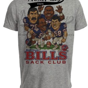 Buffalo Bills Sack Club Retro Bruce Smith Football 1987 Artwork Heather Gray Sublimated T-Shirt