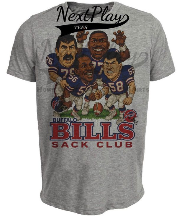Buffalo Bills Sack Club Retro Bruce Smith Football 1987 Artwork Heather Gray Sublimated T-Shirt