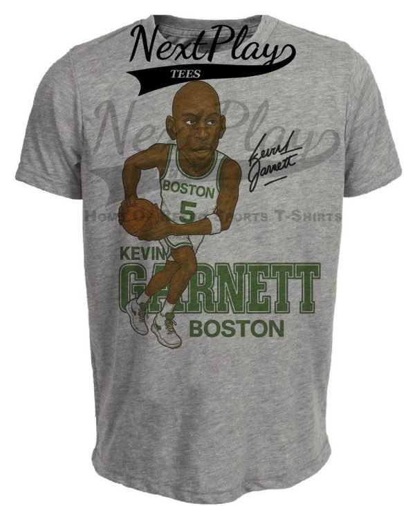 Boston Celtics Kevin Garnett Exclusive Retro Basketball Artwork Heather Gray Sublimated T-Shirt
