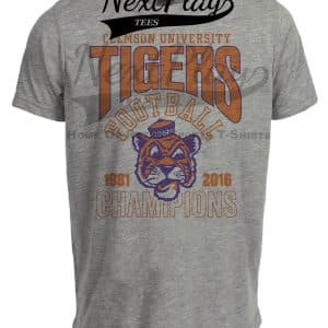Clemson Tigers Retro Football Championship Artwork Heather Gray Sublimated T-Shirt