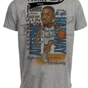 Orlando Magic Penny Anfernee Hardaway Retro Basketball 1994 Artwork Heather Gray Sublimated T-Shirt
