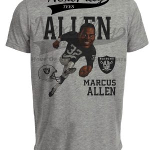 Los Angeles Raiders Marcus Allen Retro Football 1985 Artwork Heather Gray Sublimated T-Shirt