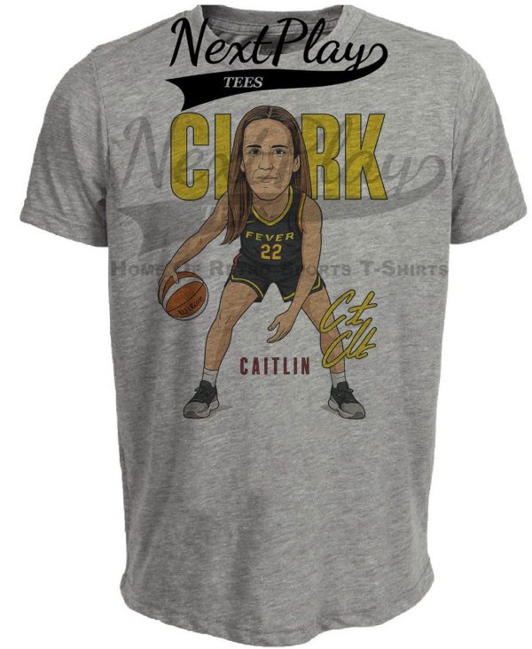 Indiana Fever Caitlin Clark Retro Basketball Crossover Artwork Heather Gray Sublimated T-Shirt