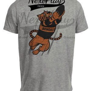 Cincinnati Bengals Retro Mascot Football 1967 Artwork Heather Gray Sublimated T-Shirt
