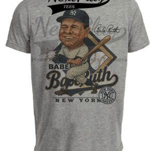 New York Yankees Babe Ruth Exclusive Retro Baseball 1929 Artwork Heather Gray Sublimated T-Shirt