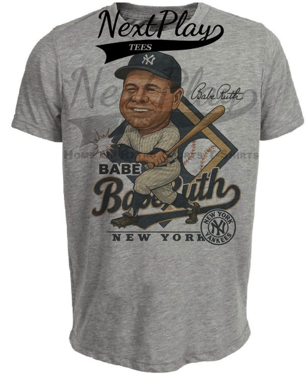 New York Yankees Babe Ruth Exclusive Retro Baseball 1929 Artwork Heather Gray Sublimated T-Shirt