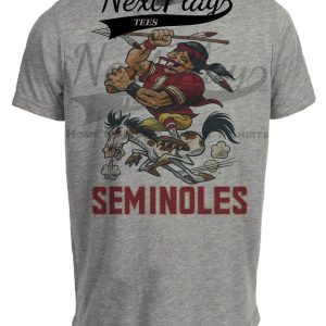 Florida State Seminoles Mascot Retro Football 1991 Artwork Heather Gray Sublimated T-Shirt