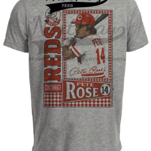 Cincinnati Reds Pete Rose Exclusive Retro Baseball 1984 Artwork Heather Gray Sublimated T-Shirt