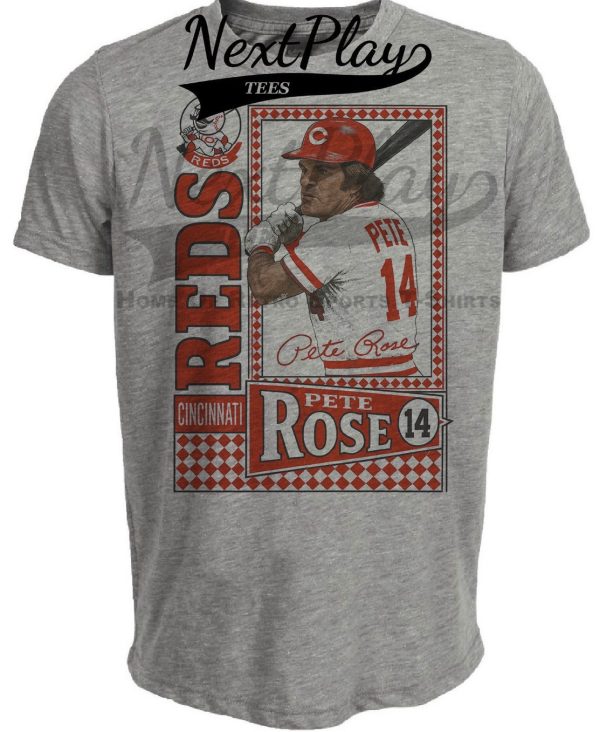 Cincinnati Reds Pete Rose Exclusive Retro Baseball 1984 Artwork Heather Gray Sublimated T-Shirt