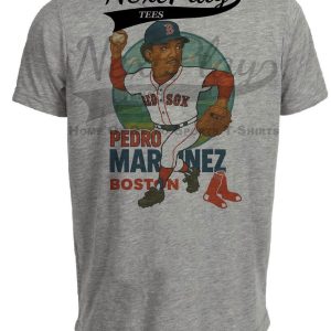 Boston Red Sox Pedro Martinez Exclusive Retro Baseball City Artwork Heather Gray Sublimated T-Shirt
