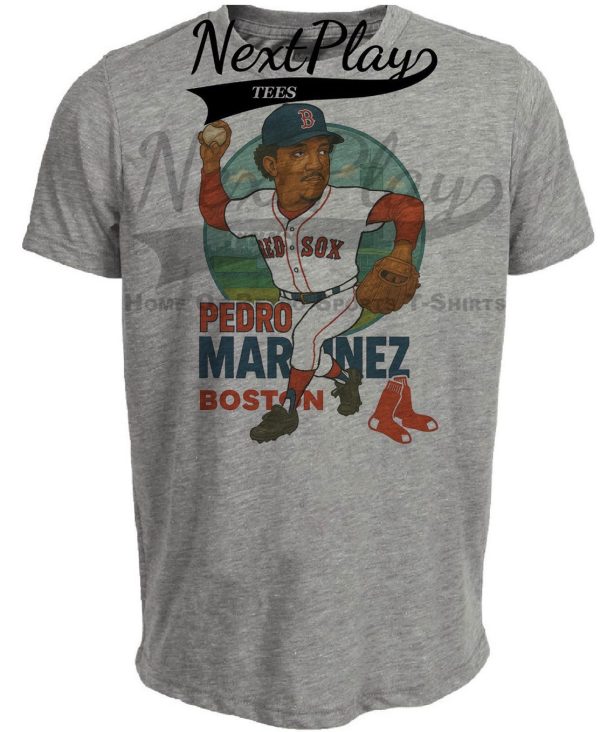 Boston Red Sox Pedro Martinez Exclusive Retro Baseball City Artwork Heather Gray Sublimated T-Shirt