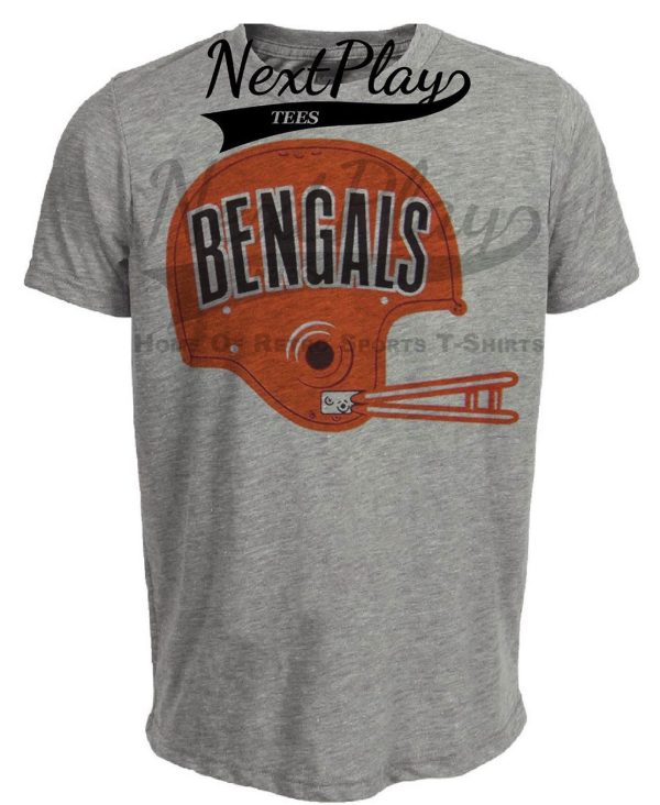 Cincinnati Bengals Retro Helmet 1970 Artwork Heather Gray Sublimated T-Shirt