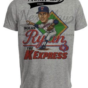 Texas Rangers Nolan Ryan K Express Retro Baseball 1989 Artwork Heather Gray Sublimated T-Shirt