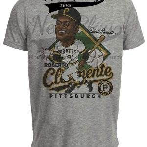Pittsburgh Pirates Roberto Clemente Exclusive Retro Baseball 1967 Artwork Heather Gray Sublimated T-Shirt