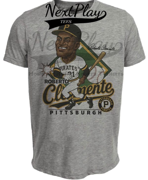 Pittsburgh Pirates Roberto Clemente Exclusive Retro Baseball 1967 Artwork Heather Gray Sublimated T-Shirt