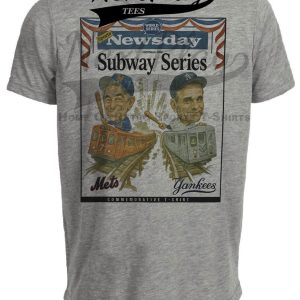Subway Series New York Mets vs. New York Yankees Exclusive World Series Retro Baseball 2000 Artwork Heather Gray Sublimated T-Shirt - V Adult XXL