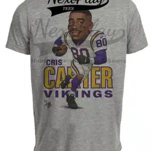 Minnesota Vikings Cris Carter Retro Football Gray Sublimated T-Shirt