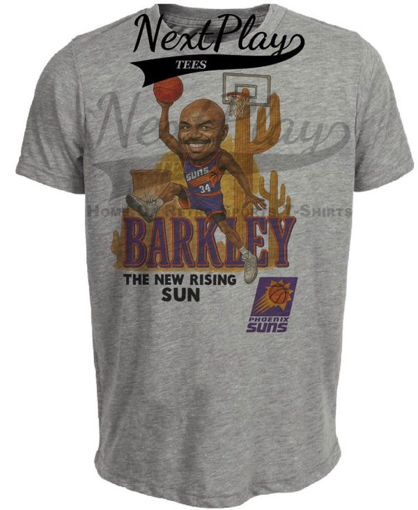Phoenix Suns Charles Barkley Retro Rising Sun Basketball 1993 Artwork Heather Gray Sublimated T-Shirt