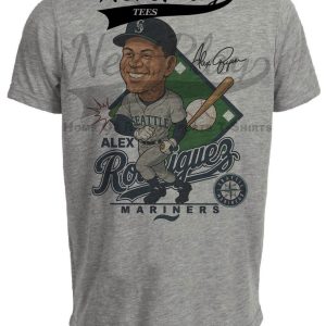 Seattle Mariners Alex Rodriguez Exclusive Retro Baseball 1995 Artwork Heather Gray Sublimated T-Shirt