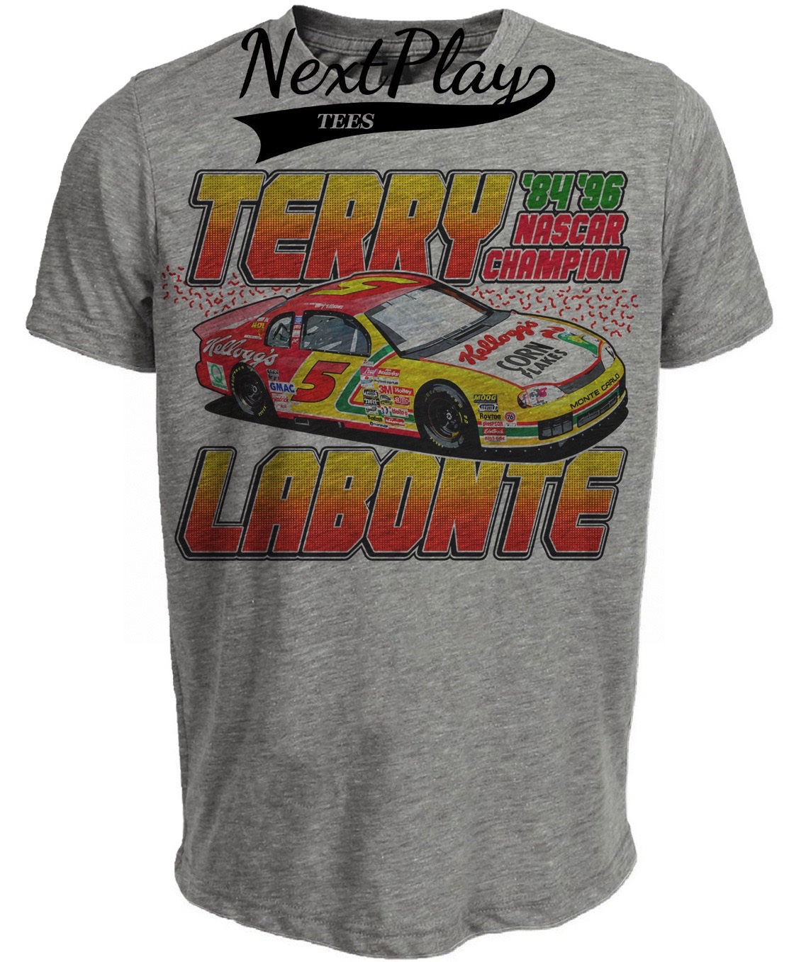 Terry Labonte Race Car Driver Retro Racing Gray Sublimated T-Shirt