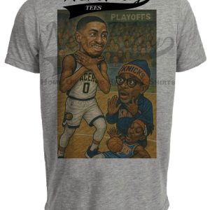 Indiana Pacers Tyrese Haliburton Choke Sign To Spike Lee Exclusive Retro Basketball Artwork Heather Gray Sublimated T-Shirt