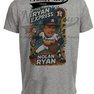 Houston Astros Nolan Ryan Express Exclusive Retro Baseball Graffiti Artwork Heather Gray Sublimated T-Shirt