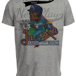Kansas City Royals Bo Jackson Exclusive Retro Baseball 1988 Artwork Heather Gray Sublimated T-Shirt