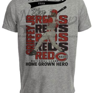 Cincinnati Reds Ken Griffey Jr. Exclusive Retro Baseball 1991 Artwork Heather Gray Sublimated T-Shirt