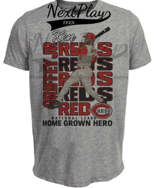 Cincinnati Reds Ken Griffey Jr. Exclusive Retro Baseball 1991 Artwork Heather Gray Sublimated T-Shirt