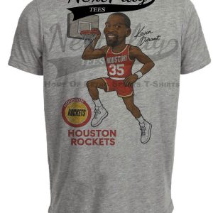 Houston Rockets Kevin Durant Exclusive Retro Basketball Artwork Heather Gray Sublimated T-Shirt