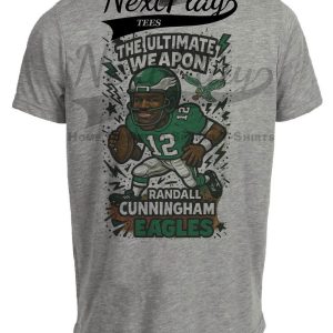 Philadelphia Eagles Randall Cunningham Retro Football Graffiti Artwork Heather Gray Sublimated T-Shirt
