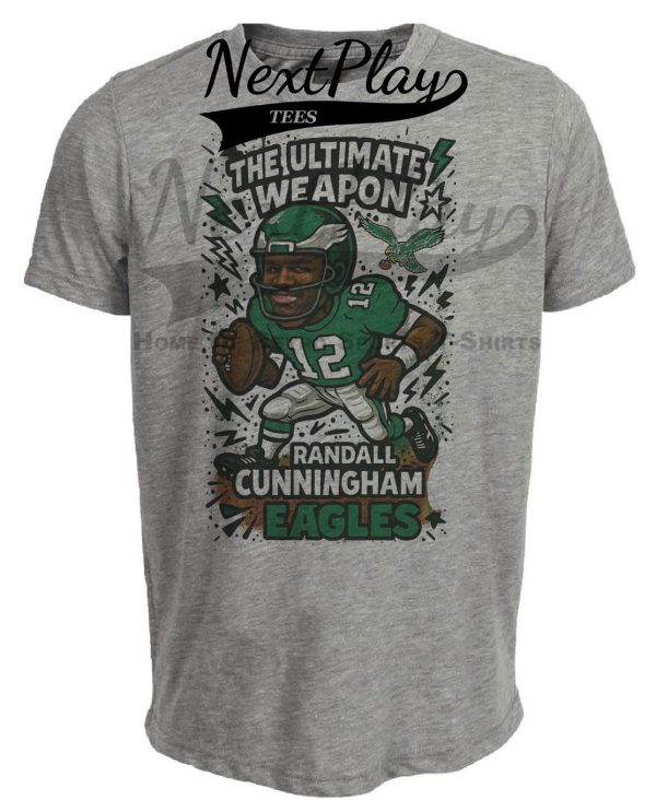 Philadelphia Eagles Randall Cunningham Retro Football Graffiti Artwork Heather Gray Sublimated T-Shirt