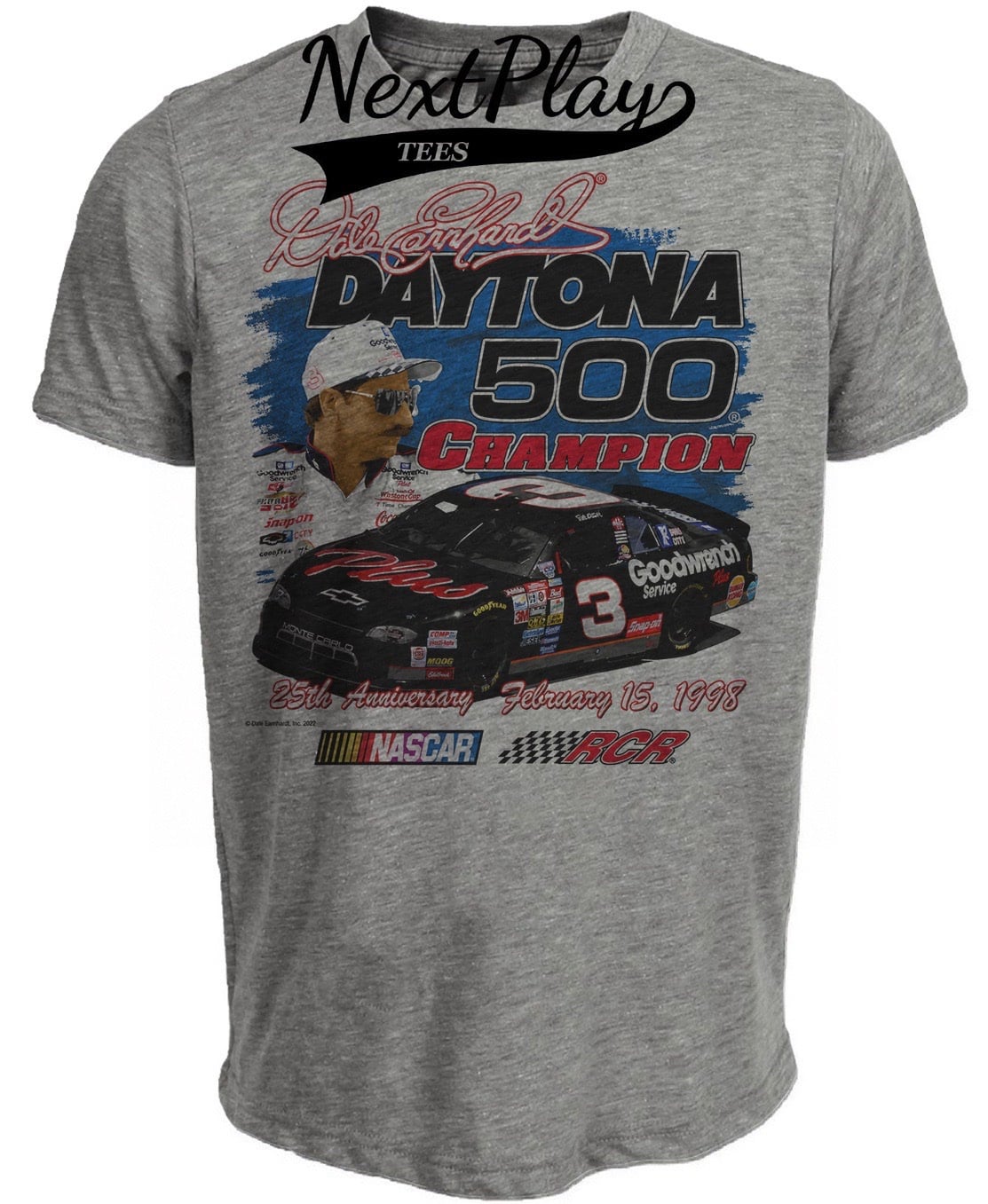 Dale Earnhardt Daytona 500 Winner Retro Racing Gray Sublimated T-Shirt